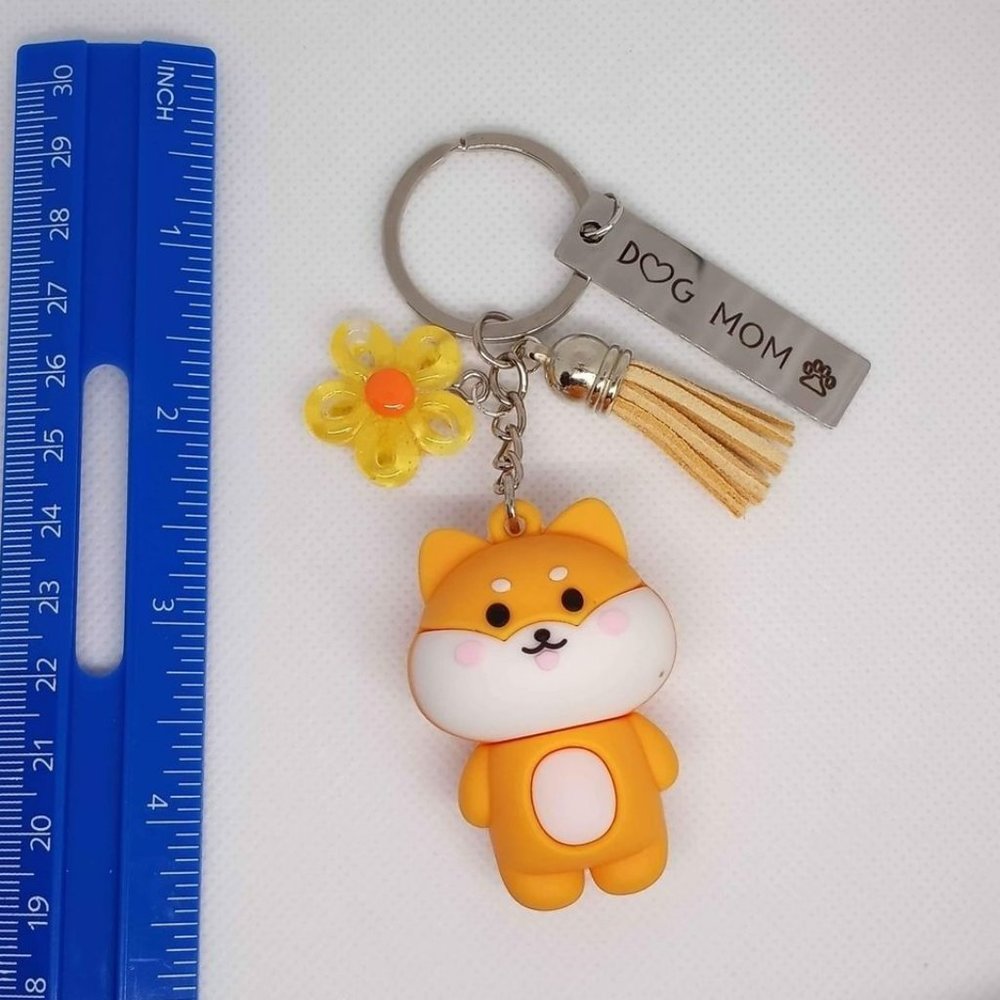 Shiba Inu Dog Mom Keychain with Accessories